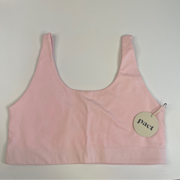 Pact Organic Cotton Double Scoop Longline Bra Pink Size Large NWT - Picture 2 of 5